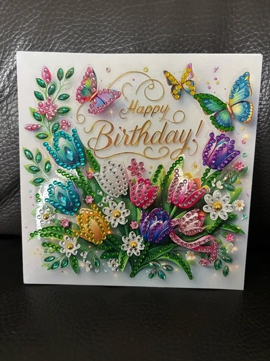 1 Handcrafted Rhinestone Embellished Floral Birthday Card - pick 1 - Picture 5 of 11